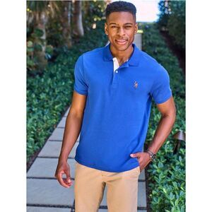 U.S. Polo Assn. Men's Interlock Polo Shirt (Blue Raft) (XL) Extra Large